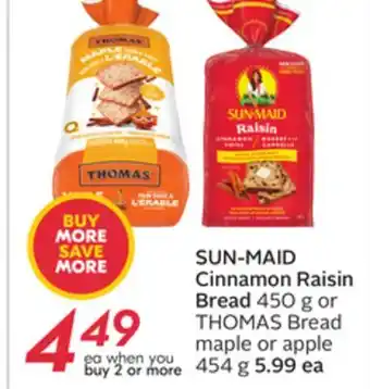 Sobeys Sun-maid cinnamon raisin bread offer