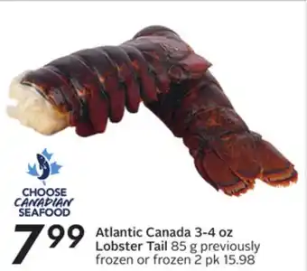 Sobeys Atlantic canada 3-4 oz lobster tail offer
