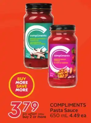 Sobeys Compliments pasta sauce offer