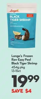 Longo's Longo's frozen raw easy peel black tiger shrimp offer