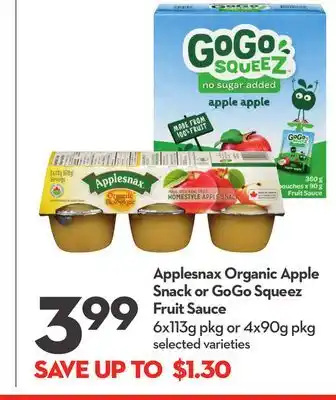 Longo's Applesnax organic apple snack or gogo squeez fruit sauce offer