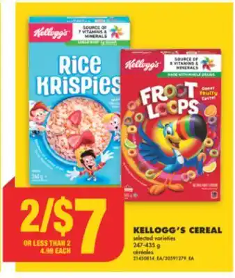 No Frills Kellogg's cereal, 247-435 g offer