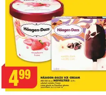 No Frills Häagen-dazs ice cream, 400-450 ml or novelties, 3/4's offer