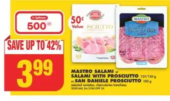 No Frills Mastro salami or salami with prosciutto 125/150 g or san daniele prosciutto 100 g offer