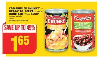 No Frills Campbell's chunky or ready to serve 515 ml or habitant 796 ml soup offer