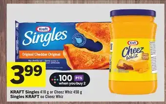 Foodland Kraft singles 410 g or cheez whiz 450 g offer