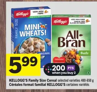 Foodland Kellogg's family size cereal selected varieties 480-650 g offer