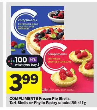 Foodland Compliments frozen pie shells, tart shells or phyllo pastry selected 255-454 g offer
