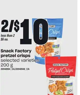Independent Grocer Snack factory pretzel crisps, 200 g offer