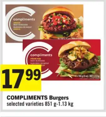 Foodland Compliments burgers selected varieties 851 g - 1.13 kg offer