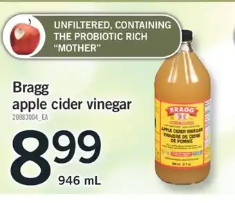 Fortinos Bragg apple cider vinegar, 946 ml offer