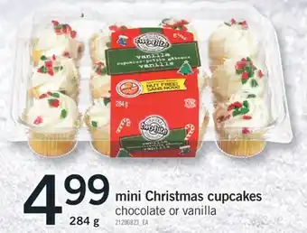 Fortinos Mini christmas cupcakes chocolate or vanilla, 284 g offer