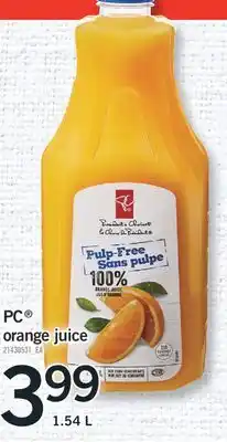 Fortinos Pc orange juice 1.54 l offer