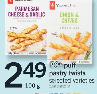 Fortinos Pc puff pastry twists, 100 g offer