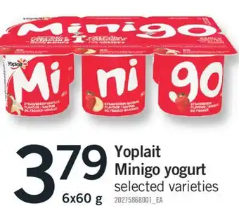 Fortinos Yoplait minigo yogurt 6x60 g offer