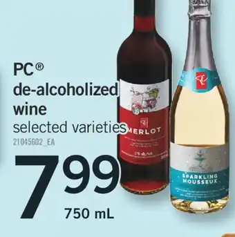 Fortinos Pc de-alcoholized wine offer