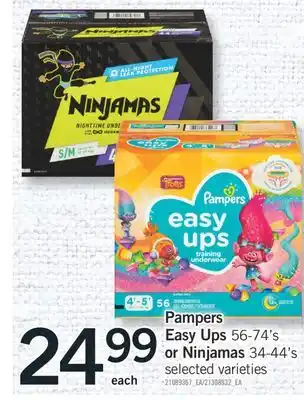 Fortinos Pampers easy ups 56-74' s or ninjamas 34-44' s offer