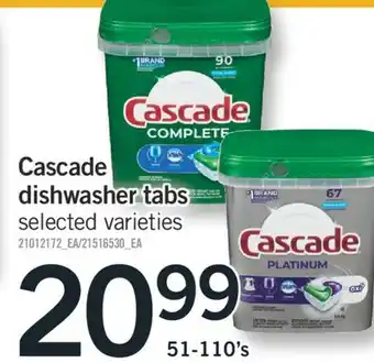 Fortinos Cascade dishwasher tabs 51-110's offer