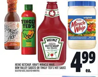 Metro Heinz ketchup, kraft miracle whip, bow valley sauces or tingly ted's hot sauce offer