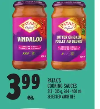Metro Patak's cooking sauces offer