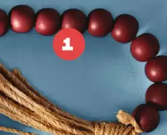Loblaws Life at home 4' red jumbo wooden bead garland offer