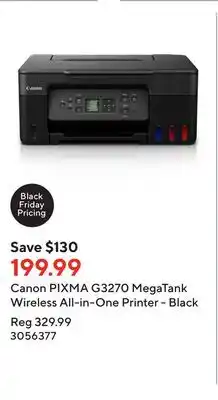 Staples Canon pixma g3270 megatank wireless all-in-one printer - black offer