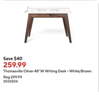 Staples Thomasville oliver 48w writing desk - white/brown offer