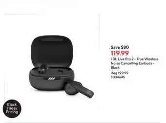 Staples Jbl live pro 2 - true wireless noise cancelling earbuds - black offer