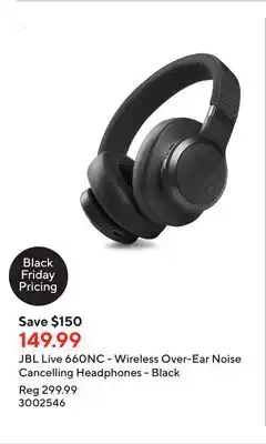 Staples Jbl live 660nc - wireless over-ear noise cancelling headphones - black offer