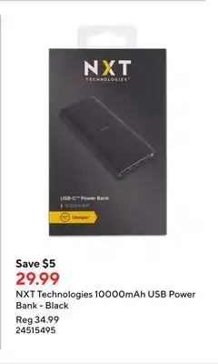 Staples Nxt technologies 10000mah usb power bank - black offer