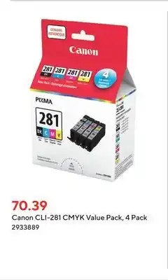 Staples Canon cli-281 cmyk value pack, 4 pack offer