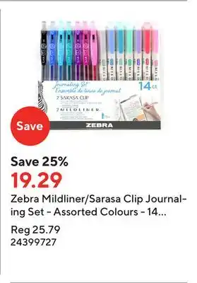 Staples Zebra mildliner/sarasa clip journaling set - assorted colours - 14 pack offer