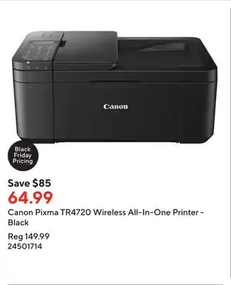 Staples Canon pixma tr4720 wireless all-in-one printer - black offer