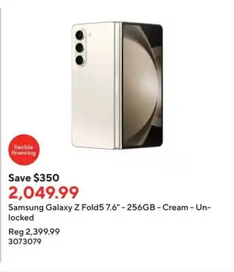 Staples Samsung galaxy z fold5 7.6 - 256gb - cream - unlocked offer