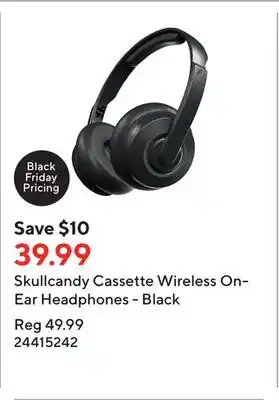 Staples Skullcandy cassette wireless on-ear headphones - black offer