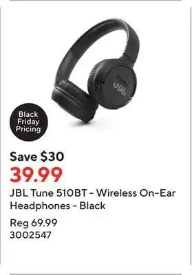 Staples Jbl tune 510bt - wireless on-ear headphones - black offer