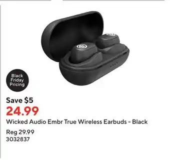 Staples Wicked audio embr true wireless earbuds - black offer