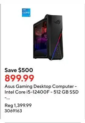 Staples Asus gaming desktop computer - intel core i5-12400f - 512 gb ssd - geforce rtx 3050 - 8 gb ram - windows 11 home - star black offer