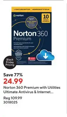 Staples Norton 360 premium with utilities ultimate antivirus & internet security - 10 devices 1 year subscription [digital download] offer