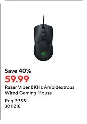 Staples Razer viper 8khz ambidextrous wired gaming mouse offer
