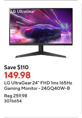 Staples Lg ultragear 24 fhd 1ms 165hz gaming monitor - 24gq40w-b offer