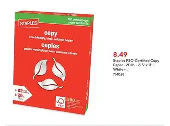 Staples Staples fsc-certified copy paper - 20 lb. - 8.5 x 11 - white - 500 sheets offer