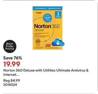 Staples Norton 360 deluxe with utilities ultimate antivirus & internet security - 3 devices - 1 year subscription [digital download] offer