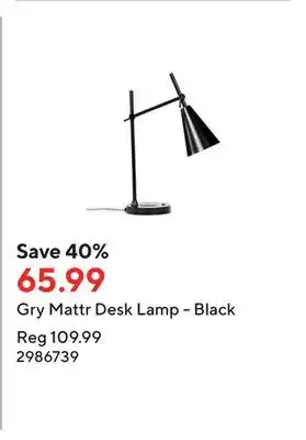 Staples Gry mattr desk lamp - black offer