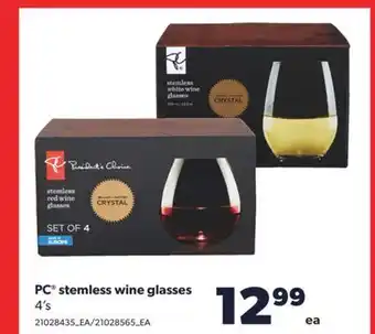 Real Canadian Superstore Pc stemless wine glasses, 4's offer