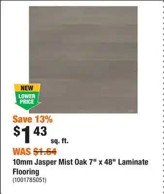 Home Depot 10mm jasper mist oak 7 x 48 laminate flooring offer