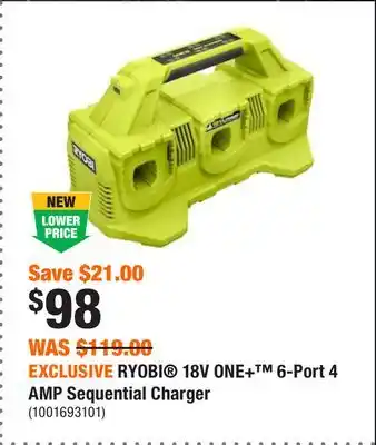 Home Depot Exclusive ryobi 18v one+ 6-port 4 amp sequential charger offer