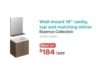Bath Depot Wall-mount 18 vanity, top and matching mirror offer