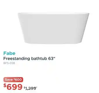 Bath Depot Fabe freestanding bathtub 63 offer