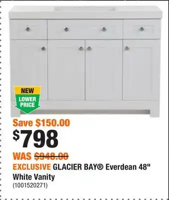 Home Depot Exclusive glacier bay everdean 48 white vanity offer